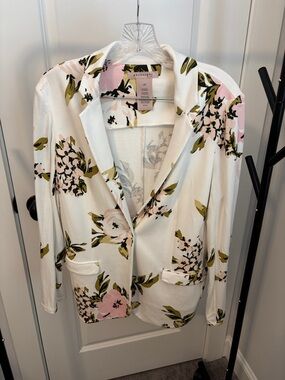 Philosophy White Floral Blazer with Pink & Olive Prints